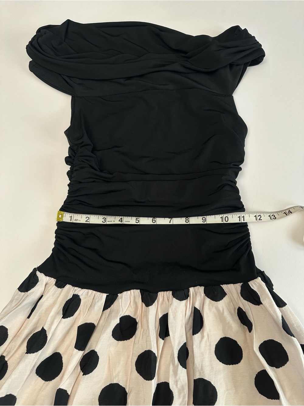 Off Shoulder Ruched Polka Dot Full Skirt Maxi Dress Romantic Retro Black Off-Sho - Picture 5 of 9